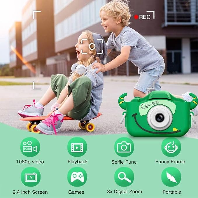 LVSSN SMART Kids Camera Toy for 3-8 Year Old Girls Boys, Children Digital Video Camcorder with Cartoon Soft Cover, Best Birthday Festival Gift for Kids