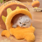 LVSSN SMART Pot Cat Cave Bed, Soft and Thick Rebound Sponge Pet Nest with Removable & Washable Cushion, Cute Cartoon Design for Small Cats and Breeds