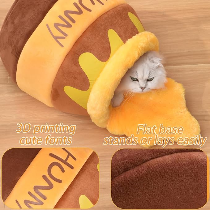 LVSSN SMART Pot Cat Cave Bed, Soft and Thick Rebound Sponge Pet Nest with Removable & Washable Cushion, Cute Cartoon Design for Small Cats and Breeds